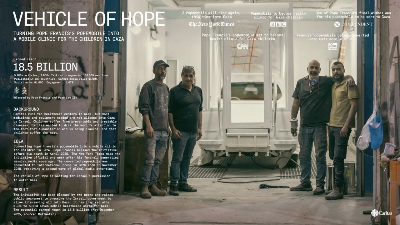 ローマ教皇のクルマを、2代がかりで口説き落とした / CARITAS「VEHICLE OF HOPE」 メインシーン